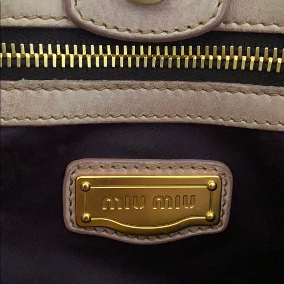 Auth Miu Miu Beige Vitello Pleated Satchel - Picture 3 of 17